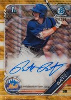 2019 Bowman Draft Chrome Draft Picks Autograph #CDABB Brett Baty Gold Wave Refractor Baseball Card