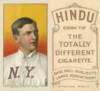 1909 White Borders Hindu-Brown #308 Christy Mathewson Portrait Baseball Card