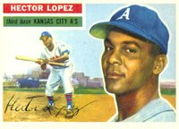 1956 Topps #16 Hector Lopez White Back Baseball Card