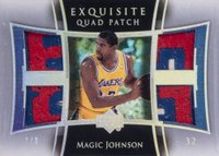 2004 UD Exquisite Collection Quad Patch #E4PMA Magic Johnson Basketball Card